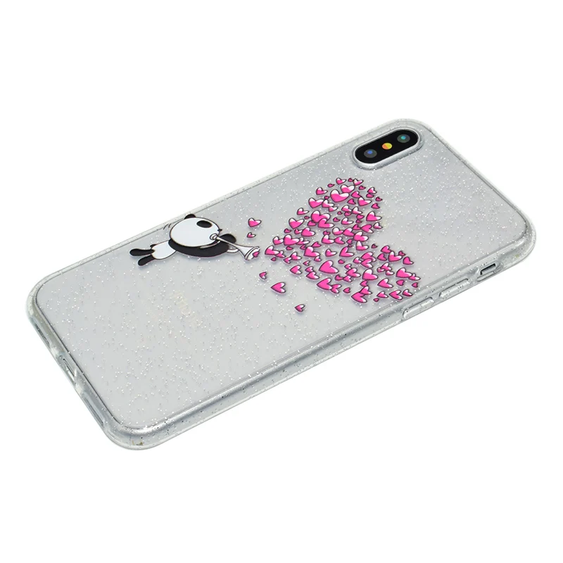 Cute cartoon glitter silicone case iphone x (29)