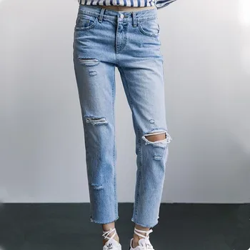 

Mom Jeans Ripped Hole Harem Denim Pants For Women Vintage Cotton Boyfriend Jeans Trousers High Waist Summer Autumn Plus Size