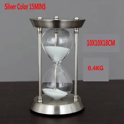 HQ ретро современный тип металлический поворотный/фиксированный Песок стеклянный песочный таймер часы стекло искусство и ремесла кабинет спальня офисный стол Декор - Цвет: Silver 15 Minutes