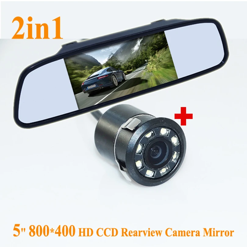 imágenes para Promoción de copia de seguridad del CCD que invierte La Cámara + 5 "Monitor del Espejo de HD 800*480 Coche, monitor del espejo retrovisor del coche aparcamiento cámara de Vista Trasera imágenes para Promoción de copia de seguridad del CCD que invierte La Cámara + 5 "Monitor del Espejo de HD 800*480 Coche, monitor del espejo retrovisor del coche aparcamiento cámara de Vista Trasera