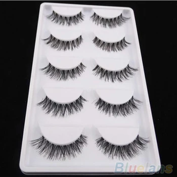 Latest 5 Pairs Lot Black Natural Cross Fake False Eyelash Soft Long Makeup Eye Lash Extension 5K8W