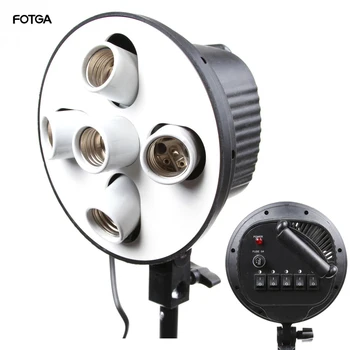 

5-In-1 5 Socket E27 Bulb Head Bracket Light Flash Lamp Umbrella Holder Adapter for Photo Studio Softbox Monopod Stand