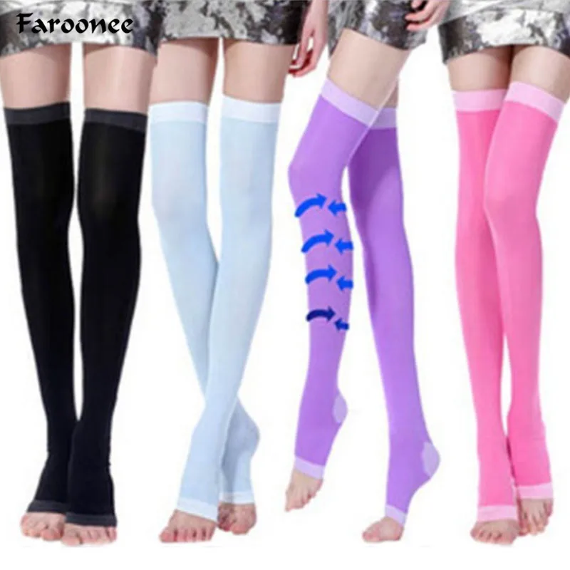 

420D Womens Stockings Varicose Veins Compression Burn Fat Fit Slimming Beauty Leg Over the Knee Fingerless Lean leg Stockings