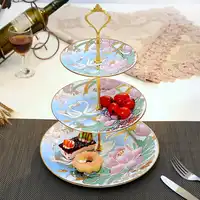 3 Layers European Style Ceramic Fruit Plate Creative Modern Room Tea Cake Cake Stand Frame Party Cake Plate Room Decoration