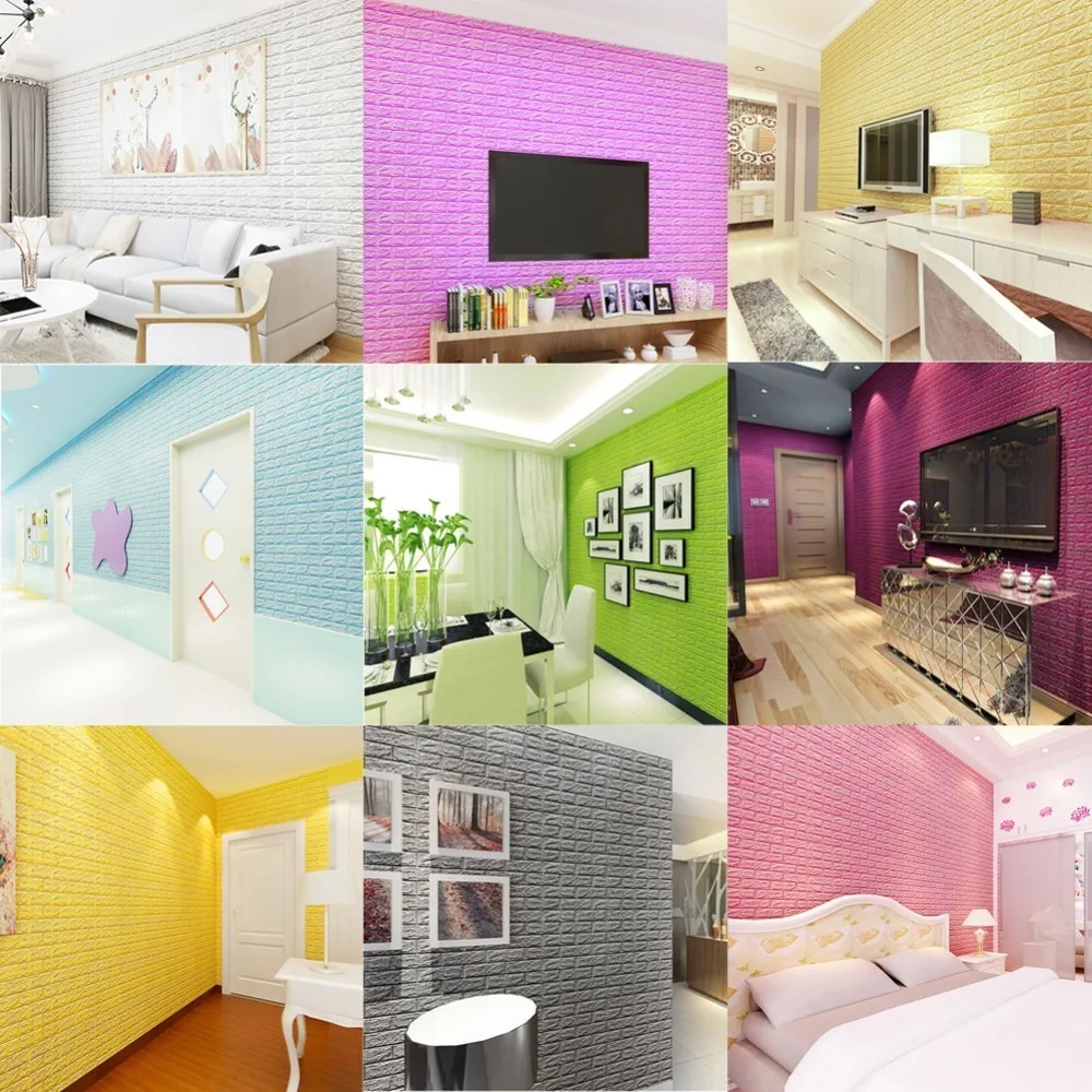 

3D Brick Wall Stickers Foam Tile Imitation Waterproof Self-adhesive Wallpaper For Living Room Bedroom Kitchen TV Backdrop Decor