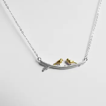 

Fashion Boho Silver Color Two Bird Necklaces Pendants Collares Kolye Femme Choker Necklace For Women Jewelry Gift