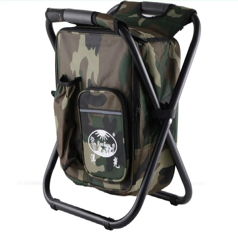

Outdoor Fishing Chair Kamp Sandalyes Camping Chair Stool Backpack With Cooler Insulated Picnic Bag Hiking Camouflage Seat