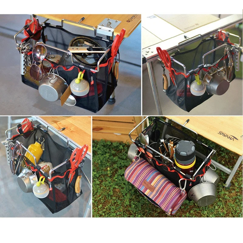 Открытый Кемпинг проволочный стеллаж для хранения портативный мешок стол для пикника барбекю комплект кухня разное сетка костюм туристическое снаряжение