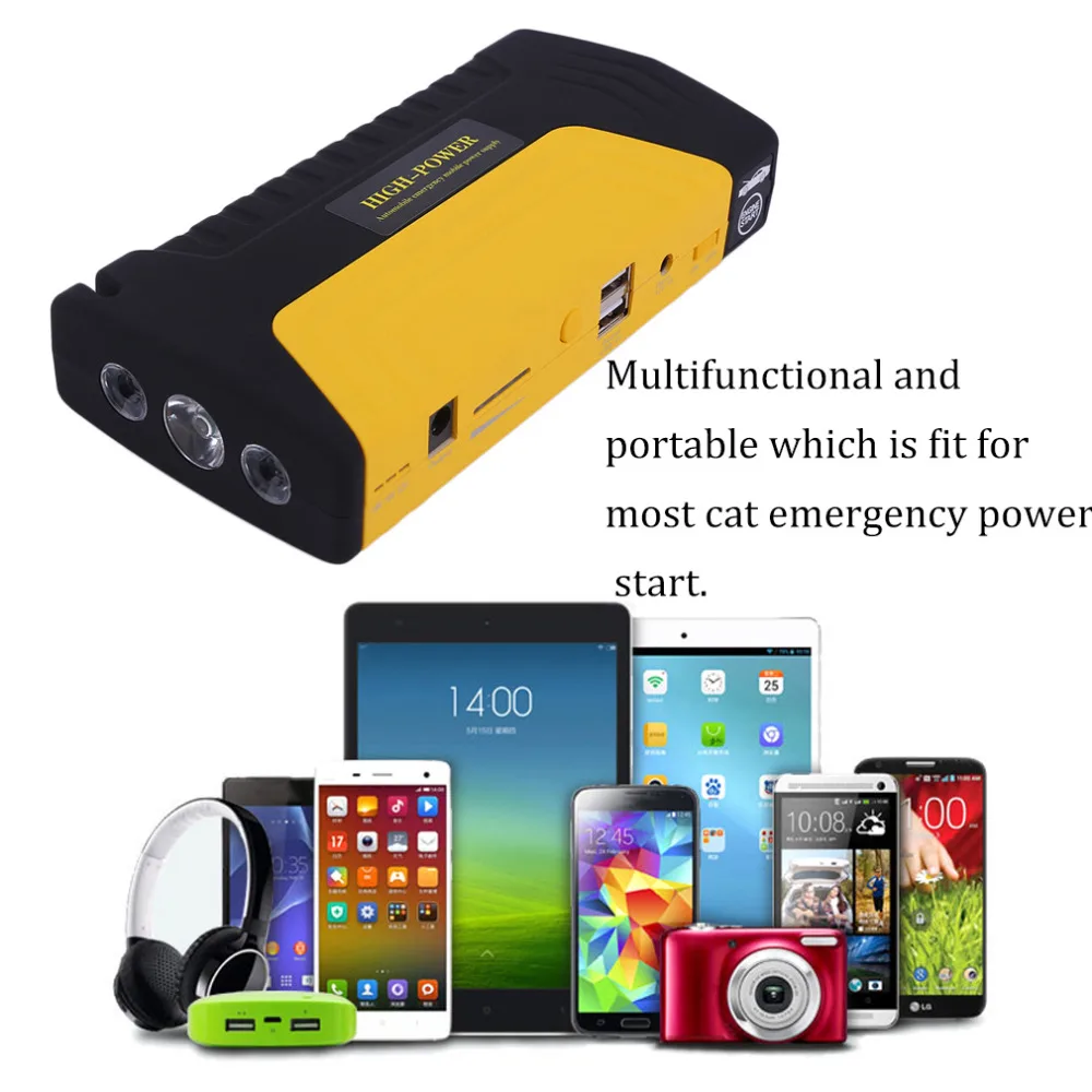 

Newest Portable 50800MA Car Jump Starter Power Bank With Three Lights Engine Booster Car Auto Emergency Start Hot Selling