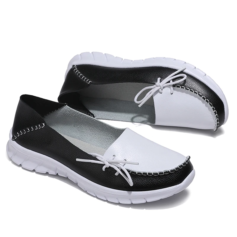 

Spring High Quality Women Shoes Genuine Leather Slip On Flats Shoes Woman Handmade Loafers Flat Ladies Shoes Slipony