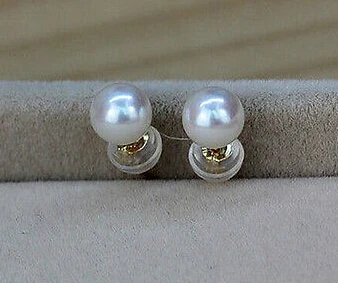 

ry00499 charming pair AA+ 10-11mm south sea white pearl earring14k A0422