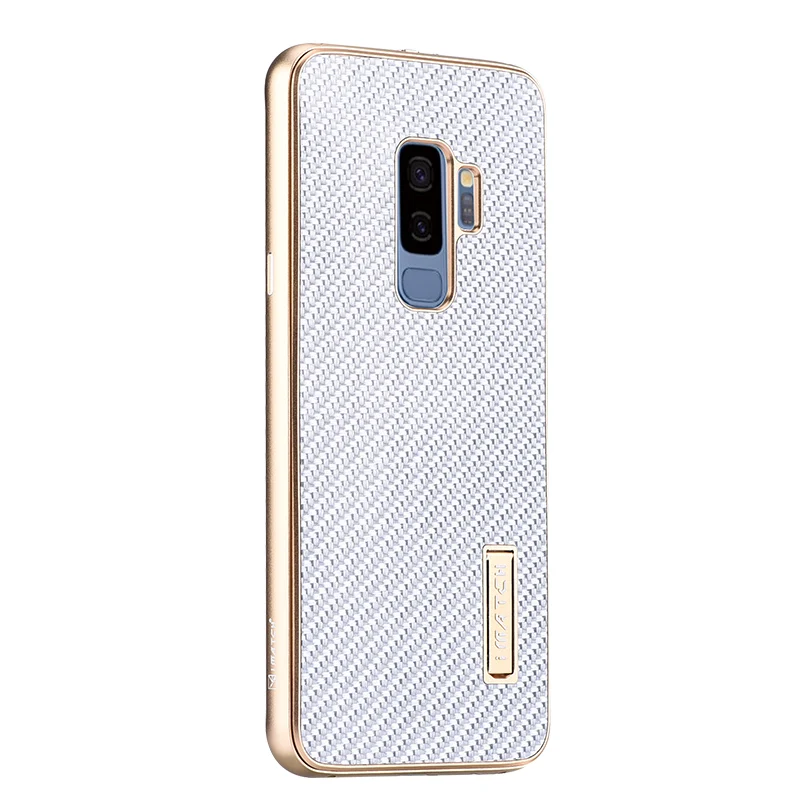 iMatch Luxury Aluminum Metal Bumper Carbon Fiber Back Cover Case for Samsung Galaxy S9 & Samsung Galaxy S9 Plus