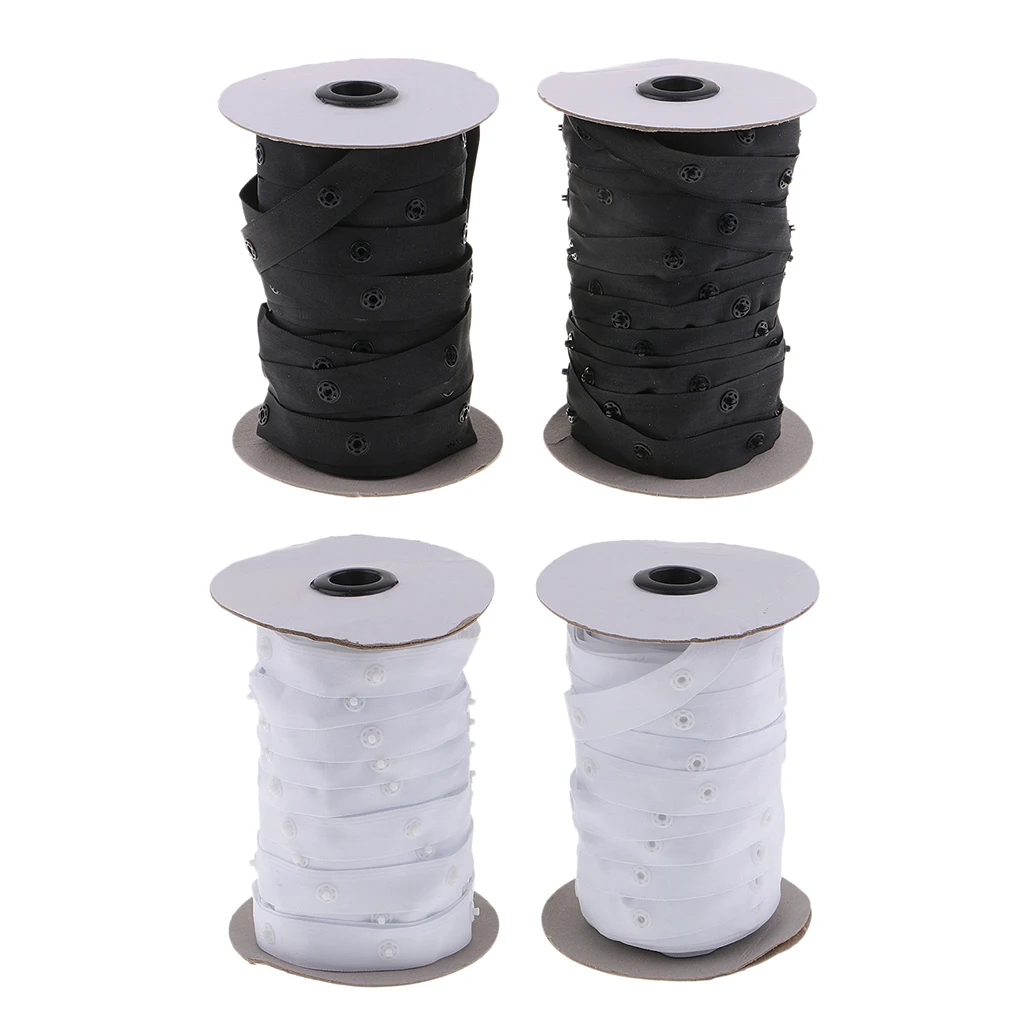 2 Roll 1.8cm Invisible Snap Buttons Tape Fasteners for Sewing Duvet