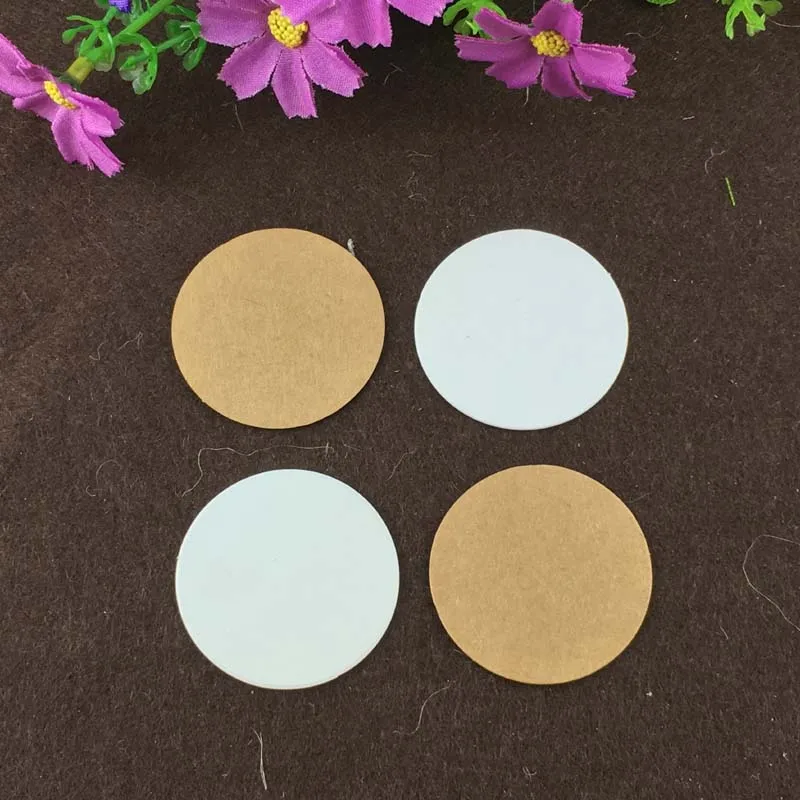 

50pcs White Brown Kraft Paper Tags Round Luggage Note Wedding Invitations Cards Blank Price Hang Tag No Hole diameter 40mm