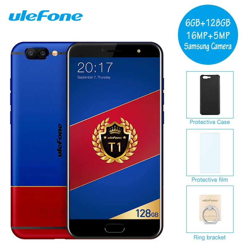 

Ulefone T1 Premium Edition Mobile Phone Android 7.0 Octa Core 6GB RAM 128GB ROM 16MP Dual Cameras Fingerprint Global Version