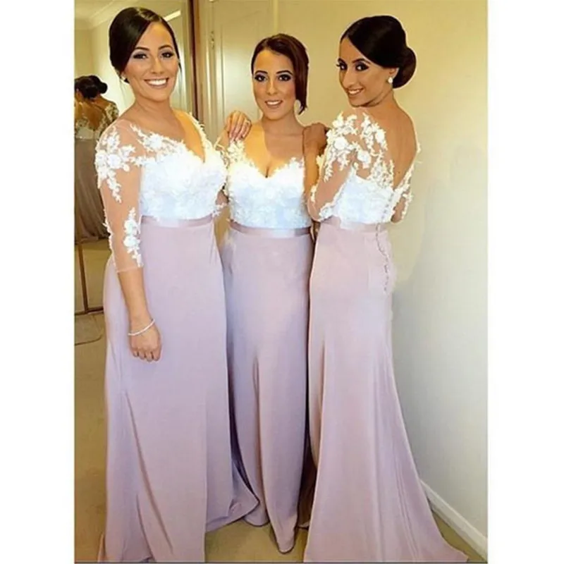 three quarter length bridesmaid dresses