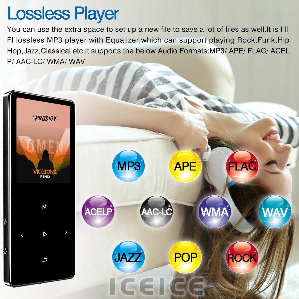 ICEICE MP3-плеер со встроенным динамиком 1,8 экран сенсорные клавиши hi fi fm-радио Мини Спорт MP 3 музыкальный плеер портативный металлический walkman