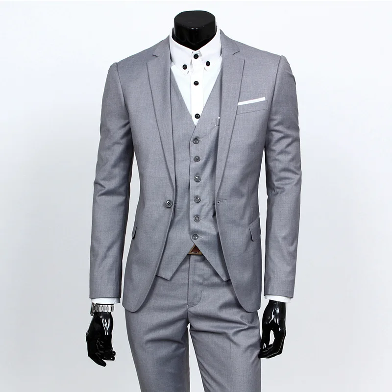 

2019 Suit Set Men's Three-piece Suit Business Suit Professional Suit Slim Groomsmen Groom Wedding Dress