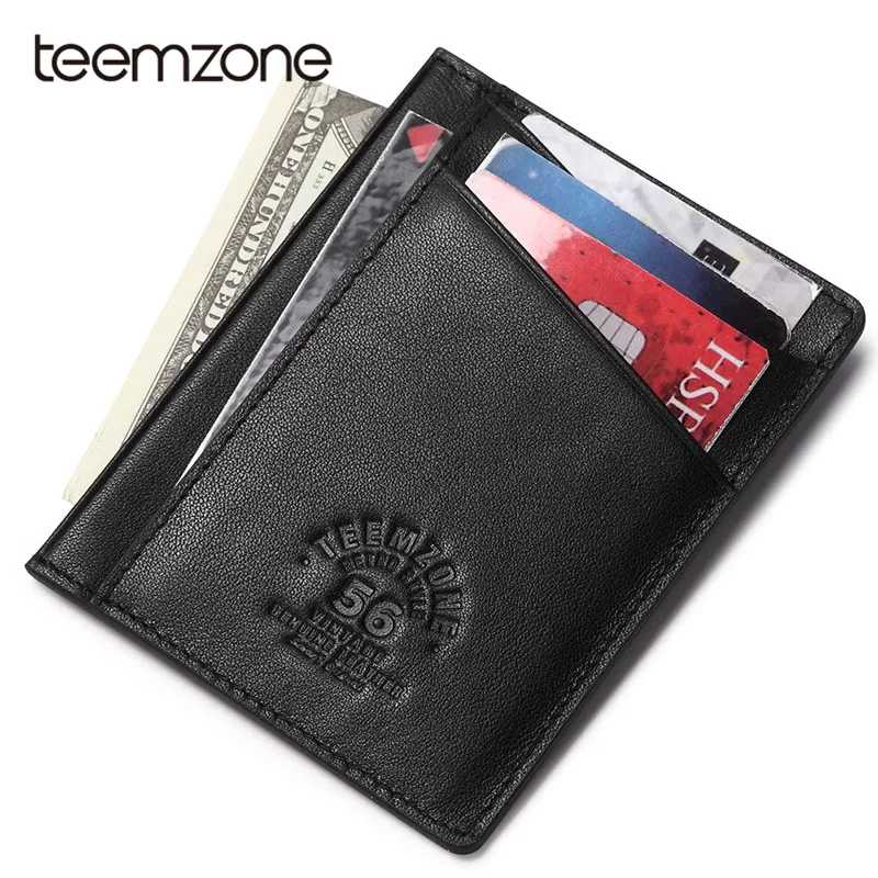 

Teemzone Slim Credit Card Case Card Holder Men Mini Wallet Genuine Leather Pocket Business Card Holder Wallet Gift for Men k374