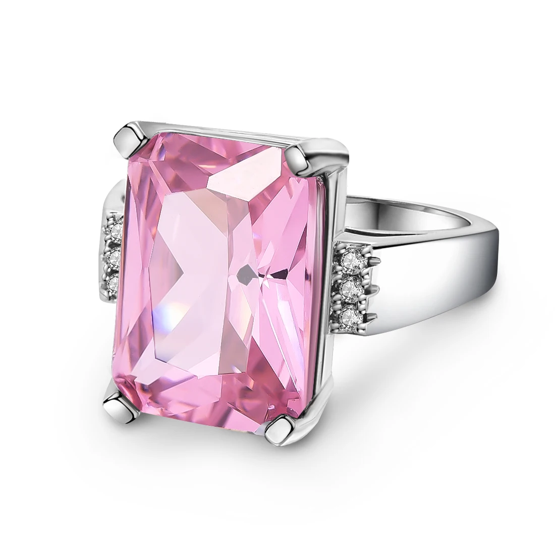Большой голубой CZ кубический циркон серебряные кольца с камнем для женщин модные ювелирные изделия подарок на день Святого Валентина - Цвет основного камня: pink