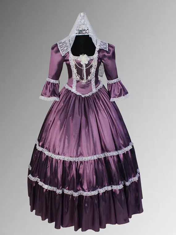Ренессанс или Викторианский стиль ручной работы платье кружева тафты с колье ожерелье есть различные цвета - Цвет: Многоцветный