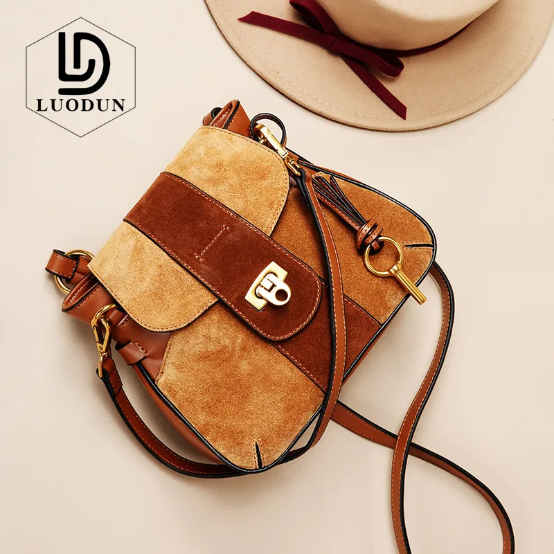 

LUODUN Brand New Leather female bag the first layer of leather handbags bills of lading shoulder oblique crocodile pattern fa