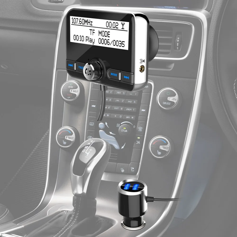 CDEN 2,4 дюймов экран цифровое радио DAB автомобильный адаптер mp3 плеер Bluetooth ресивер плеер fm-передатчик QC3.0 Быстрая зарядка