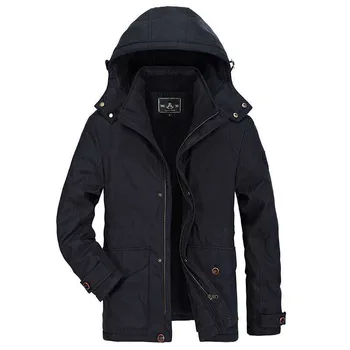 

Winter Hooded Jacket Men Long Casual Warm Fleece Parka Thick Loose Baggy Coat Windbreaker Male Clothes Plus Size 4XL 5XL