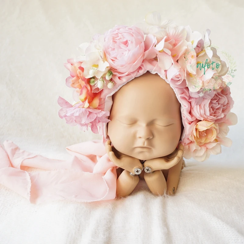 Sitter Размер шляпка с цветком съемка цветочный сад капот новорожденный реквизит для фотосъемки Детские реквизит для фотографий новорожденных шляпа bebe головной убор