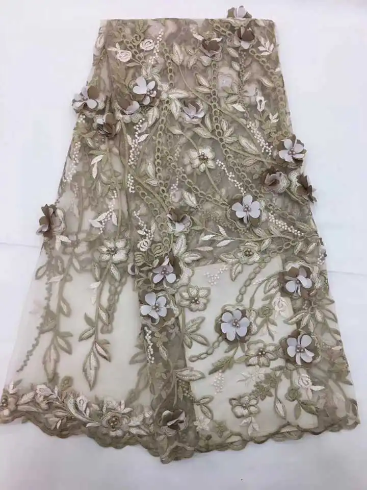 

Latest African French Lace Fabric High Quality Bridal 3D Star Sequins Lace Embroidery 2018 Nigerian Net Lace Fabric For Wedding