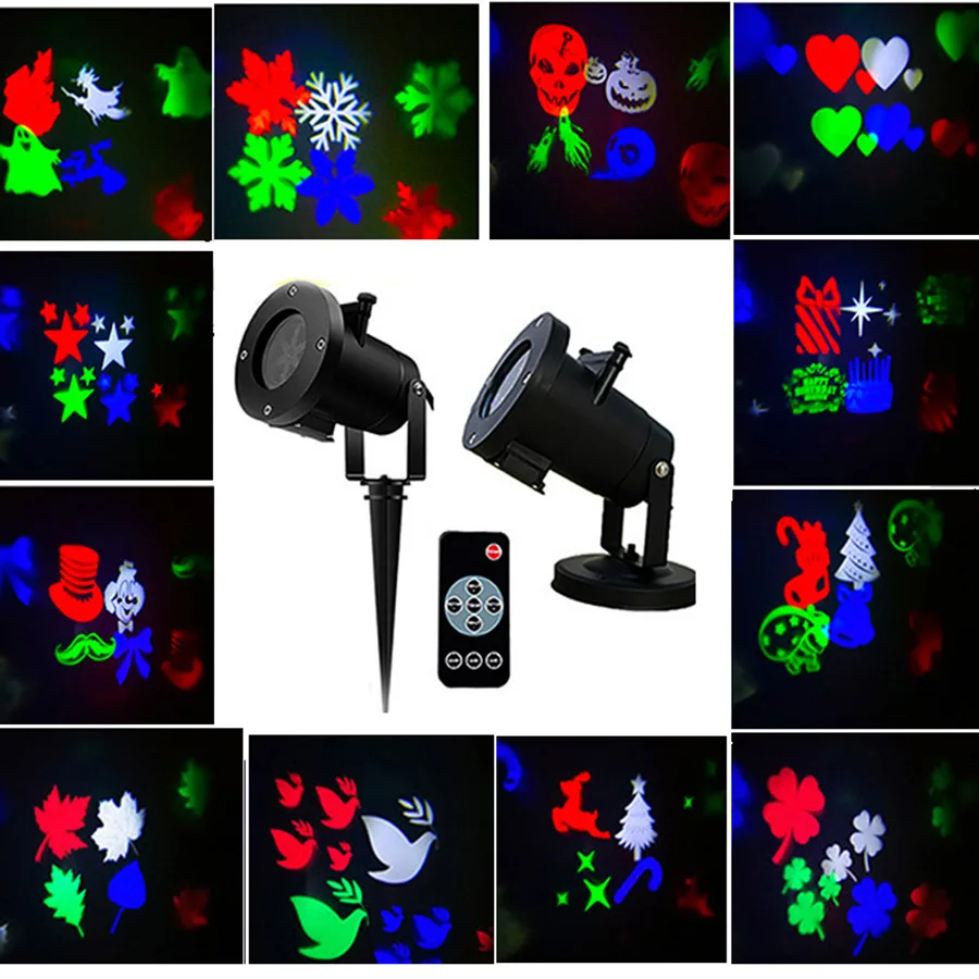 

BEIAIDI 12 Slides Waterproof Moving Garden Laser Projector Lamp Outdoor Halloween Christmas Landscape Laser Disco Stage Light