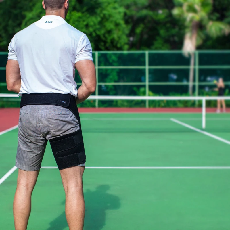 Tcare Регулируемая компрессионная повязка на бедро с поясным ремнем для облегчения и восстановления для занятий спортом-подходит для мужчин