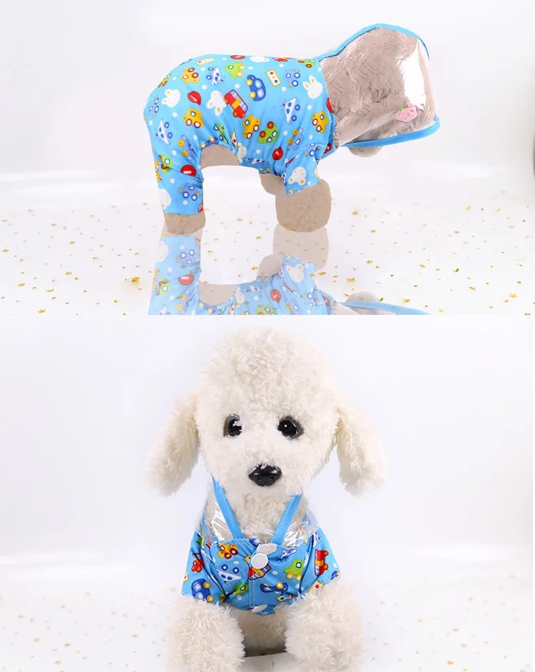 Плащ для собак одежда водонепроницаемый прозрачный дождевик с капюшоном для маленьких средних собак кошки Чихуахуа Мопс пончо