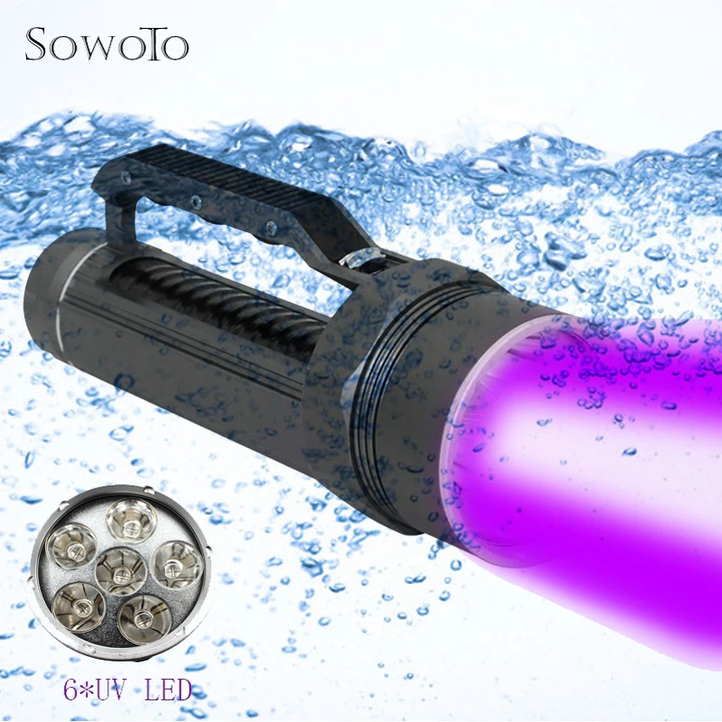 

10000lm Tactical Flashlight 6* UV LED Powerful Waterproof Dive Underwater LED Diving Flashlight Torch Lamp Purple Light Lanterna