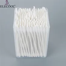 Elecool 100 шт. качественные ватные тампоны с двойной головкой для снятия макияжа, чистые ювелирные изделия для ушей, чистые хлопковые палочки, необходимые для путешествий/дома