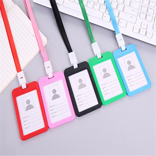 Luxury ID Badge Tag Lanyard Real Calf Leather Credit Card Holder for Office  Work Top End Handmade Student Identity Card Holders - AliExpress