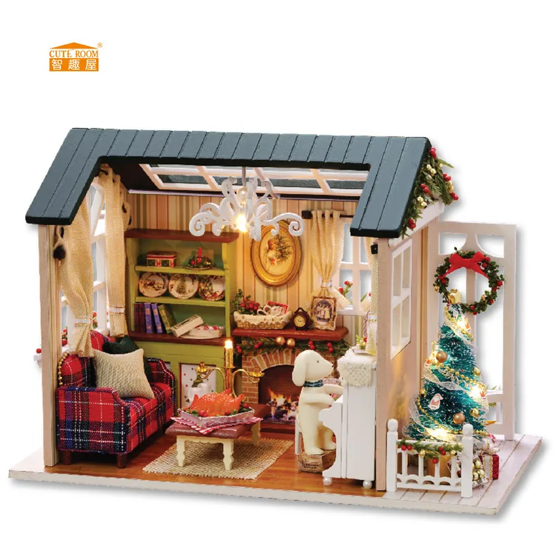 CUTE ROOM New arrival Miniature Wooden Doll House With DIY Furniture Fidget Toys For Kids Children