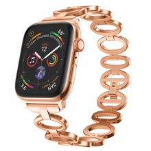 Женский роскошный ремешок из розового золота, подходит для Apple 1, 2, 3, 4, ремешок для часов, ремешок для Apple watch 38 мм/42 мм/40, 44 мм, ремешок из нержавеющей стали