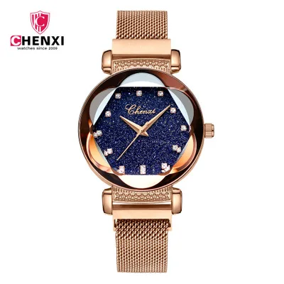 

CHENXI 2019 Fashion Luxury Magnet Buckle Brand Women Watch Romantic Starry Sky Wrist Watch Rhinestone Design Ladies Clock Hot