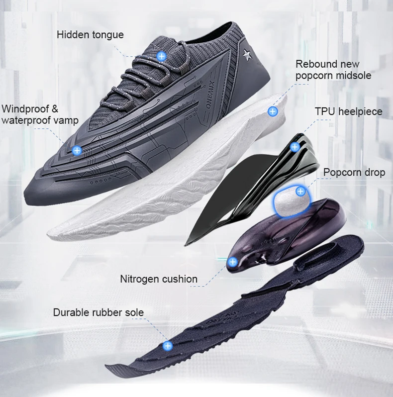 ONEMIX 270 Running Shoes Men Leather Upper Air Cushioning Soft Midsole Sneakers Casual Outdoor Trainers Max 12.5