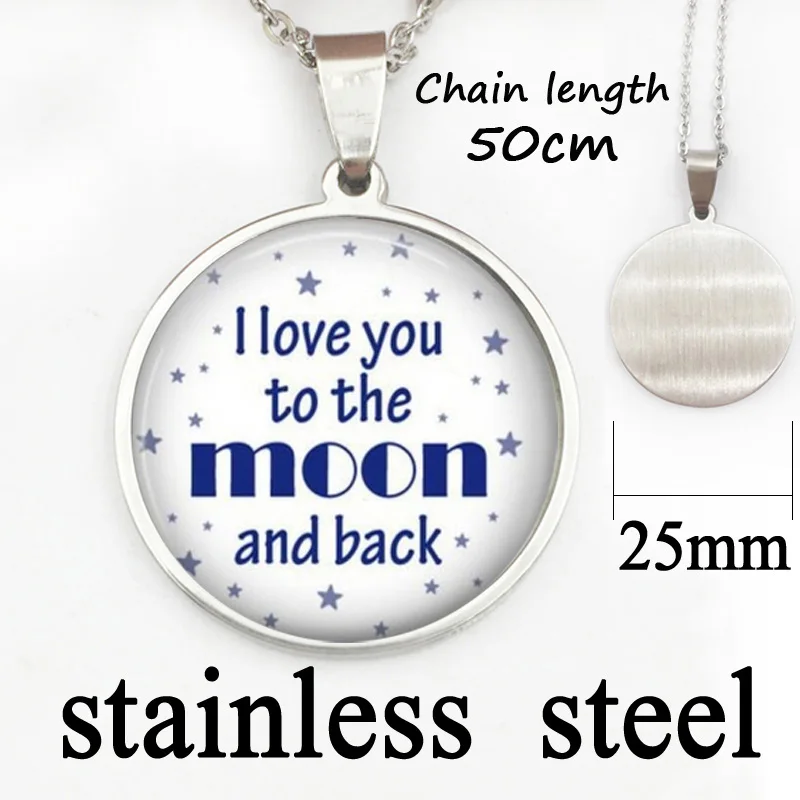 Custom Necklace,Famous Quote Pendant Necklace,I love you to the moon and back Jewelry,Best Friends gift idea