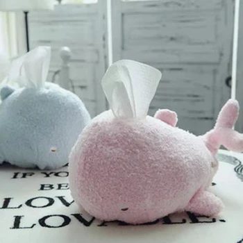 

Plush Whale Tissue Case Napkin Holder Dispenser Home Car Tissue Box Container Towel Roll Paper Cover Organizer Pouch Table Decor