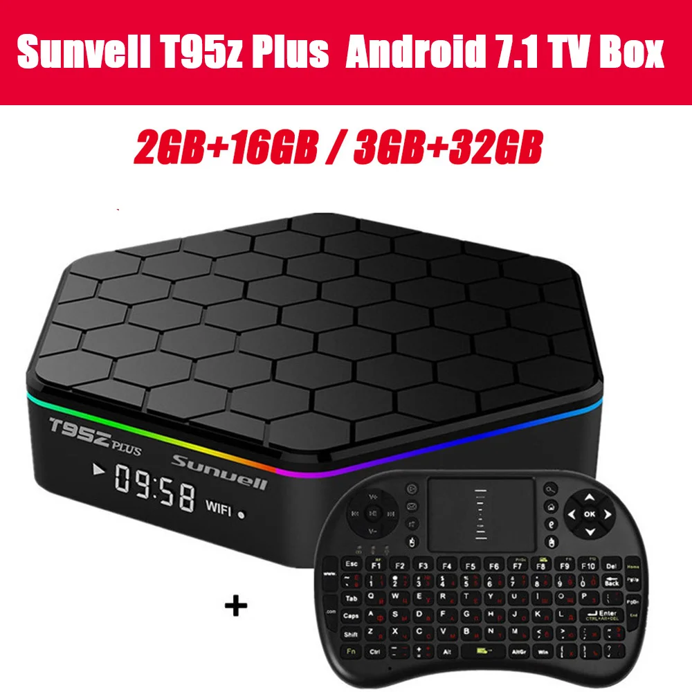 

Sunvell T95Z Plus Android 7.1 Smart Box Amlogic S912 Octa Core 4K x 2K H.265 Decoding 2.4G+5G Dual Band WiFi Media Player TV Box