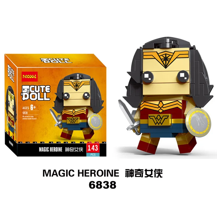 Brickheadz мини супер герой фигурки Микки DC Justice Marvel brick Heads Железный человек паук Строительные блоки детские игрушки - Цвет: Синий