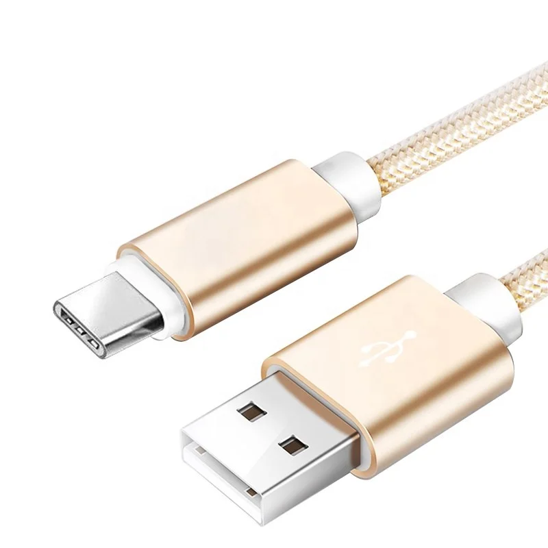 HANNORD USB C кабель 2A Быстрая зарядка нейлоновая оплетка type C кабель для передачи данных зарядный кабель для телефона Android samsung HUAWEI xiaomi - Цвет: Golden