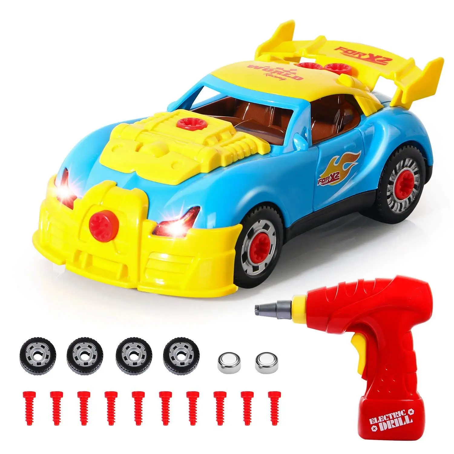 

Boys Toys Building Tools For Modeling Racing Vehicle Kit With Sound Light Screw Construction Tool Set Educational DIY Toy