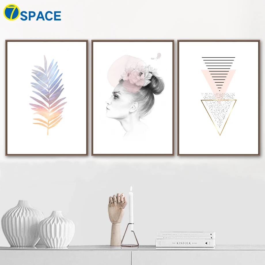 

Girl Flower Leaves Wall Art Canvas Painting Nordic Posters And Prints Canvas Poster Pop Art Wall Pictures For Living Room Salon