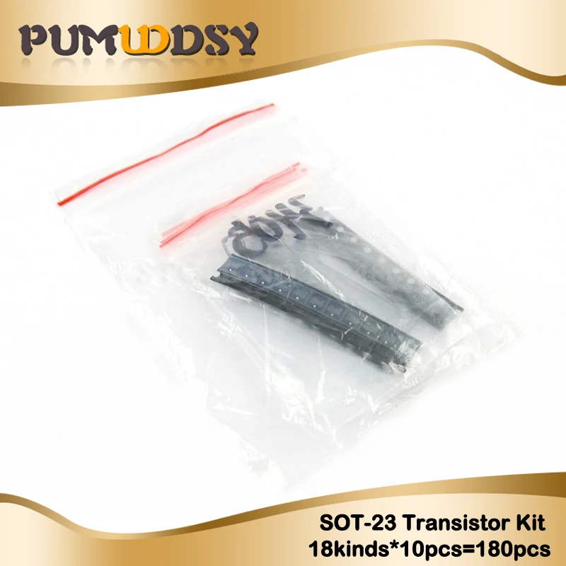 

Transistor Assorted Kit (SOT-23) 18kinds*10pcs=180pcs 2N2222 S9013 S9014 S9015 S9018 S8050 S8550 5551 5401 2N3904 2N3906 C1815