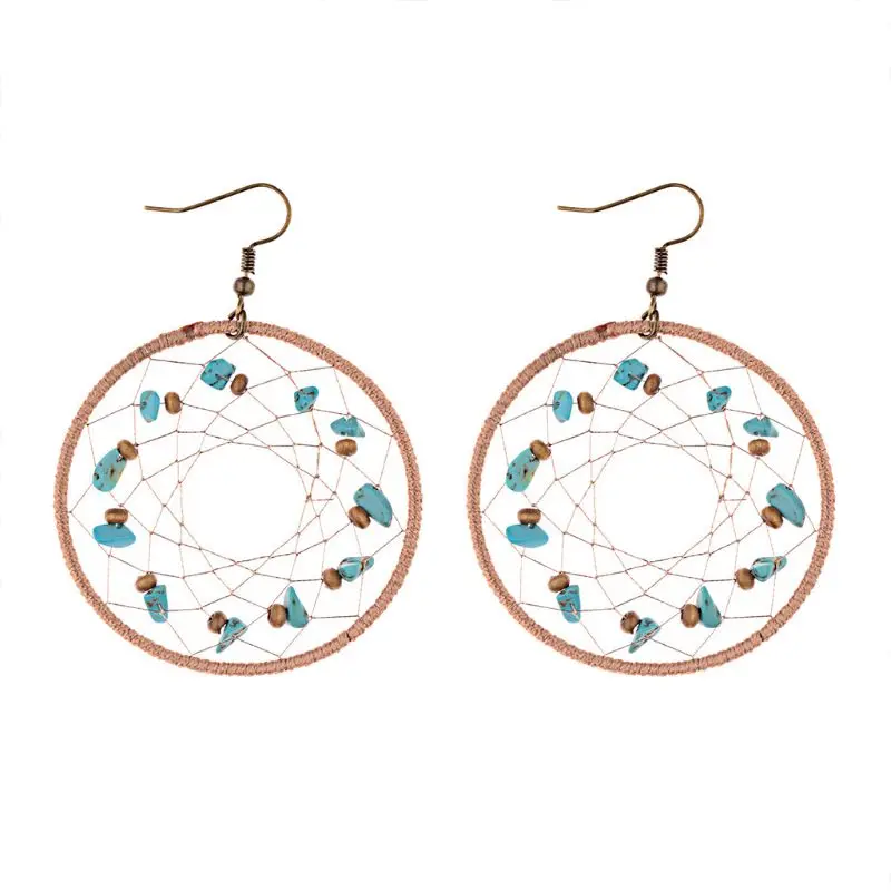 

1 Pair Alloy Dream Catcher Shape Earrings Vintage Ear Rings Minimalism Elegant Design Female Danglers Jewelry Drop Ship W2952001