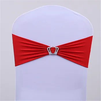 

100 PCS Spandex Chair Sashes Bows Elastic Chair Bands With Buckle Slider Sashes Bows For Wedding Decorations (Red)